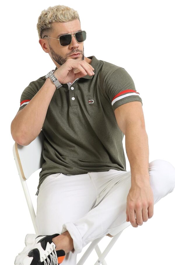 fanideaz Mens Lyned Collection Solid Striped Cotton Polo Stylish Shirt Branded Shirts for Men Formal Black Polo T-Shirt for Men Tshirts Shirts Casual to Formal Look - Image 2