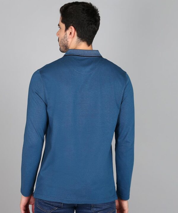 Alan Jones Clothing Men's Cotton Regular Fit Solid Full Sleeves Polo T-Shirt - Image 4