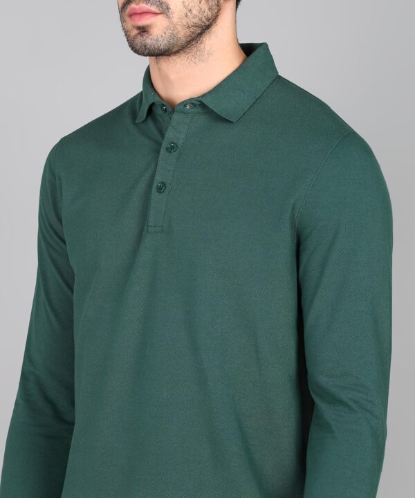 Alan Jones Clothing Men's Cotton Regular Fit Solid Full Sleeves Polo T-Shirt - Image 5
