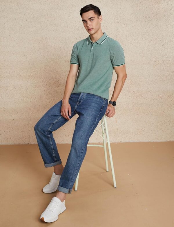 Amazon Brand - Symbol Men's Cotton Rich Textured Polo Tshirts | Collar Plain Tshirts | Half Sleeves - Regular Fit (Available in Plus Sizes) - Image 3