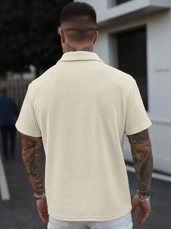 Jump Cuts Mens Polyester Relaxed Fit Textured Polo Neck Half Sleeve Light Grey T-Shirt XL - Image 2