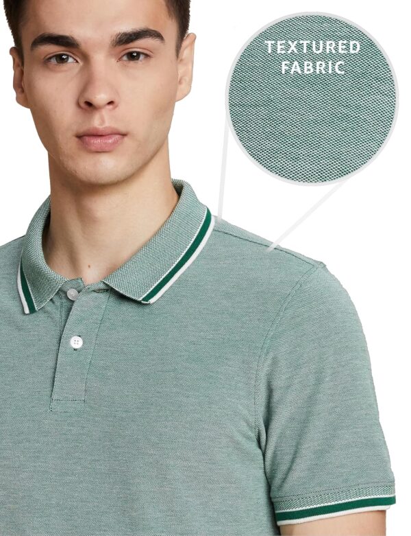 Amazon Brand - Symbol Men's Cotton Rich Textured Polo Tshirts | Collar Plain Tshirts | Half Sleeves - Regular Fit (Available in Plus Sizes) - Image 2
