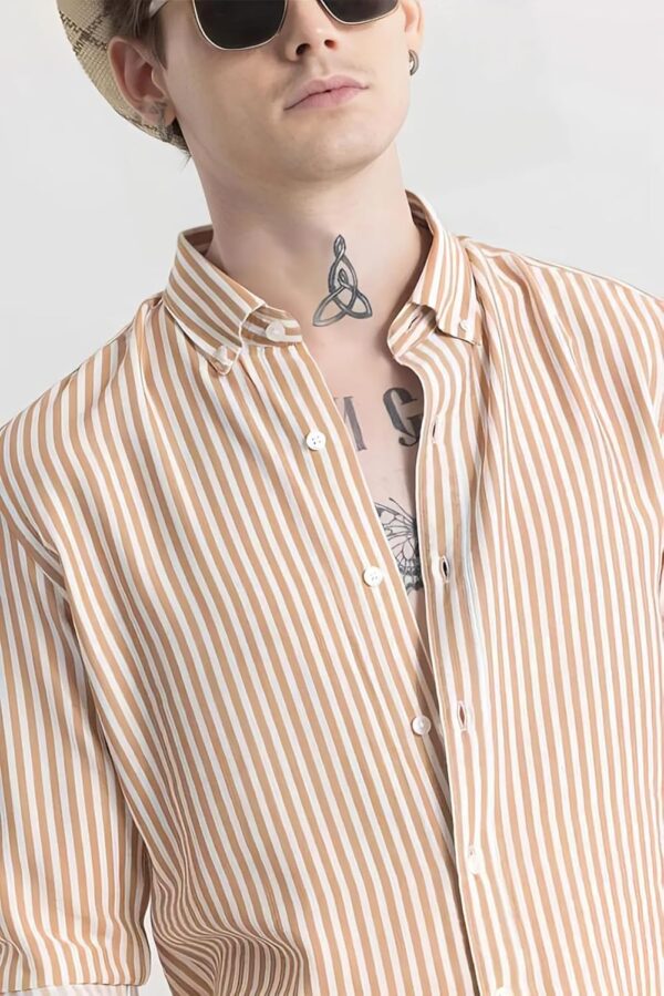 U-Turn Men's Casual Printed Striped Stylish Latest Formal Shirt for Men - Image 2