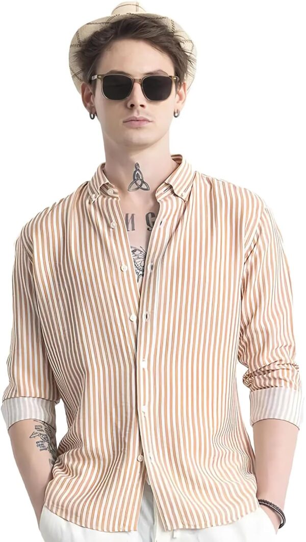 U-Turn Men's Casual Printed Striped Stylish Latest Formal Shirt for Men