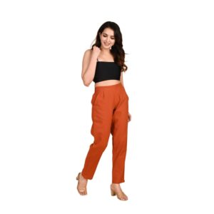 SAFED DHAGA Women’s Solid Straight Fit Cotton Trousers | Slim Fit | Trousers for Women | Casual & Office Wear Bottom for Daily