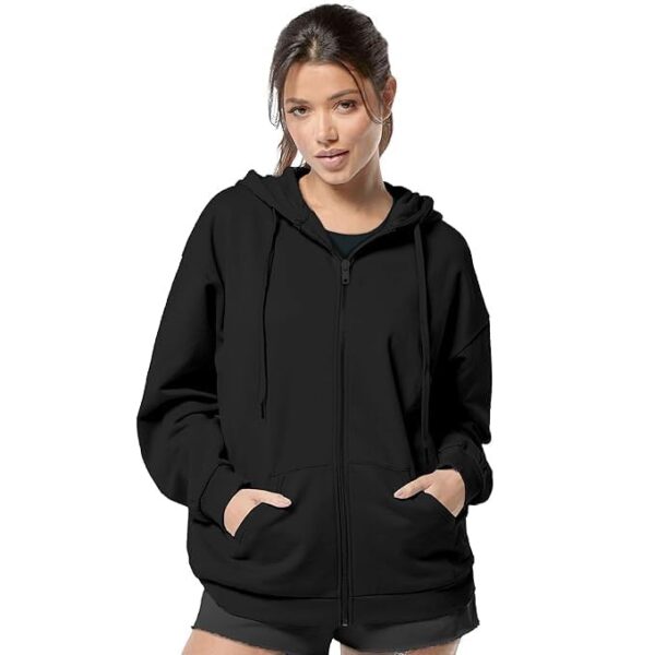 A to Z CREATION Women’s Solid Zip-Up Hoodie Jacket – Long Sleeve Hooded Neck Lightweight Casual Outerwear - Image 4