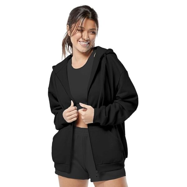 A to Z CREATION Women’s Solid Zip-Up Hoodie Jacket – Long Sleeve Hooded Neck Lightweight Casual Outerwear - Image 3
