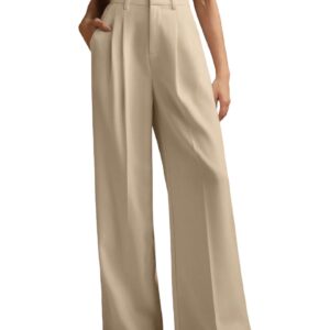 KOTTY Women's Solid|Button|Wide Leg Style|High Rise|Office wear Pant