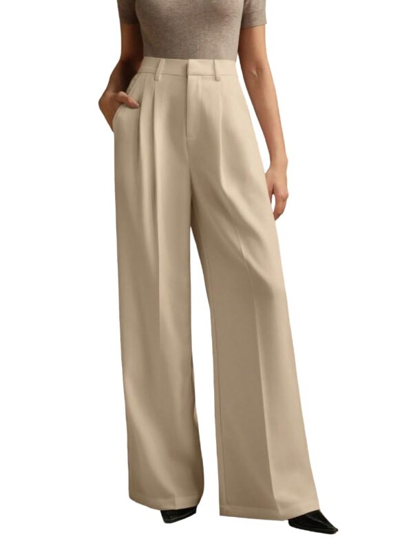 KOTTY Women's Solid|Button|Wide Leg Style|High Rise|Office wear Pant