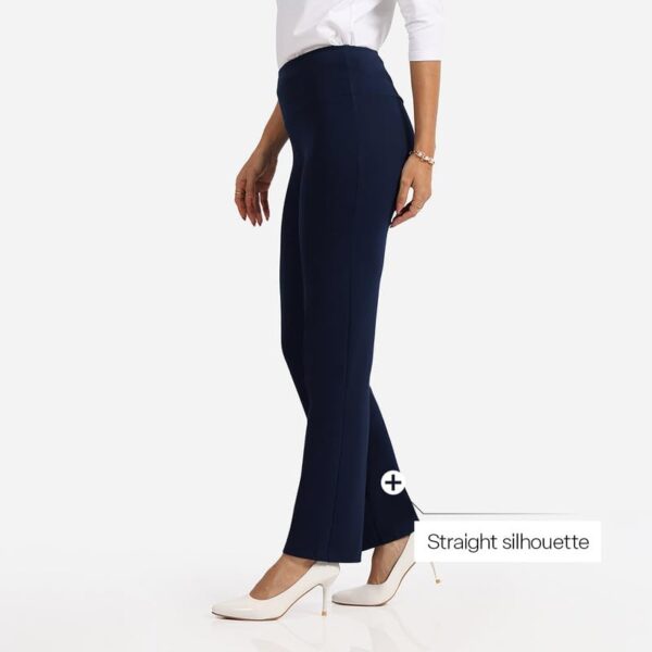BlissClub Ultimate Straight Pants Trousers for Women with High Waist, Formal Pant for Women Office Wear with Wide Waistband - Image 3