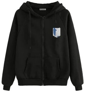 Koverify Printed Black Jacket Cottonblend Black Zipper Hoodie Anime Printed Jacket