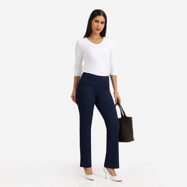 BlissClub Ultimate Straight Pants Trousers for Women with High Waist, Formal Pant for Women Office Wear with Wide Waistband - Image 5