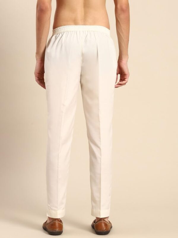 KISAH Mens Trouser, Cotton Blend Solid Dyed Off White Trouser Pant for Men - Image 3
