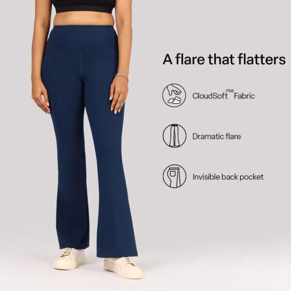 BlissClub Ultimate Flare Pants Lite Regular for Women Upto 5'4 ft | High Waist Trousers and Formal Pants for Office wear | Comfortable fit - Image 3