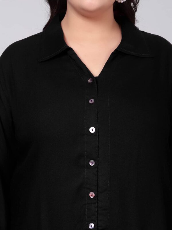 Indietoga Women's Plus Size Solid Rayon Longline Casual Shirts (XL to 7XL) - Image 3