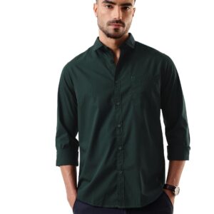 Dennis Lingo Men Solid Spread Collar Full Sleeves Regular Fit Cotton Casual Shirt