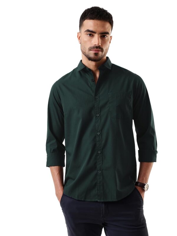 Dennis Lingo Men Solid Spread Collar Full Sleeves Regular Fit Cotton Casual Shirt
