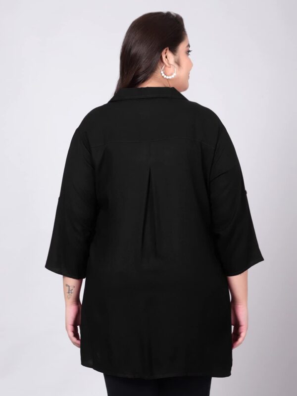 Indietoga Women's Plus Size Solid Rayon Longline Casual Shirts (XL to 7XL) - Image 4