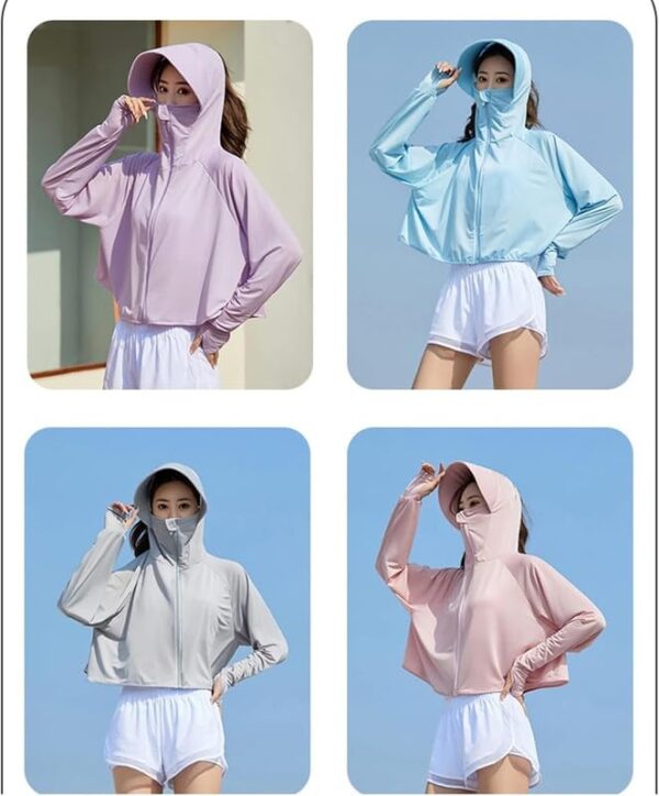 Rasikvar Womens Sunscreen Hoodie Jacket - Advanced UV Protection from Sun & Pollution - UPF 50+ Protection Scarf with Long Sleeve & Face Mask - Outdoor Running - Image 6