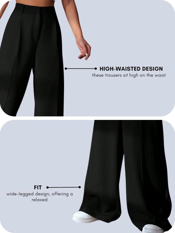 GRECIILOOKS Women High Rise High Waist Trousers Flared Korean Style Formal Pants| Elegant Workwear for Office, College & Events (Combo Pack of 2) - Image 5