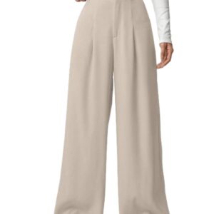 Aahwan Solid High Waist Straight Korean Loose Pleated Wide Leg Trouser for Women's & Girl's