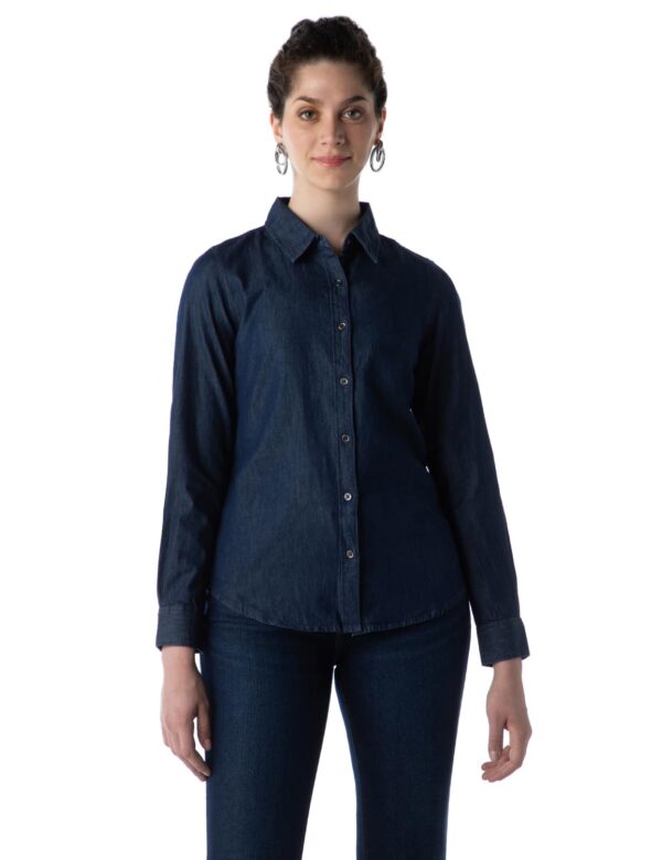 INKD Women's Full Sleeve Casual Denim Shirt - 100% Cotton | Front Button Detailing | Regular Fit