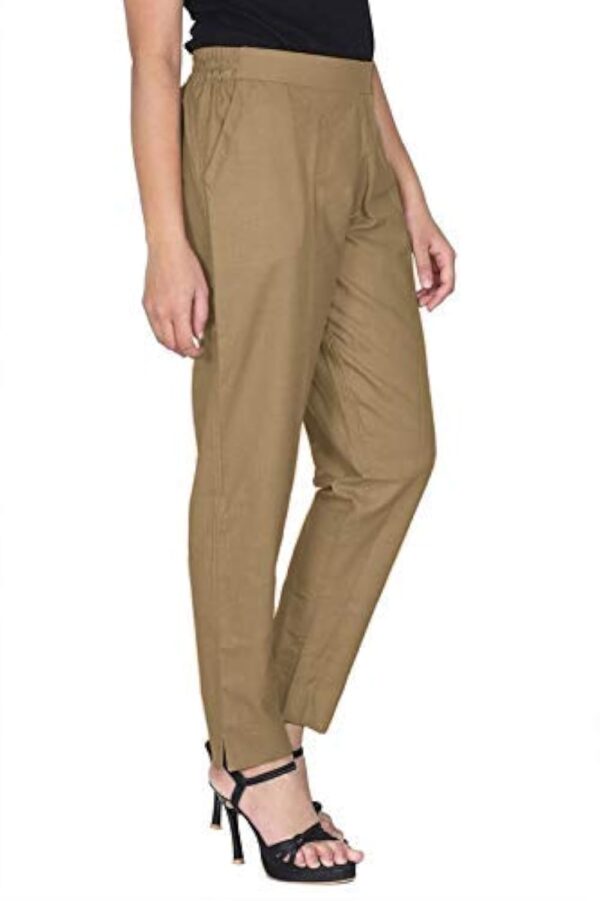 DIGITAL SHOPEE Women Regular Fit Elastic Waist Full Length Cotton Formal Trouser for Casual Wear, Office Wear