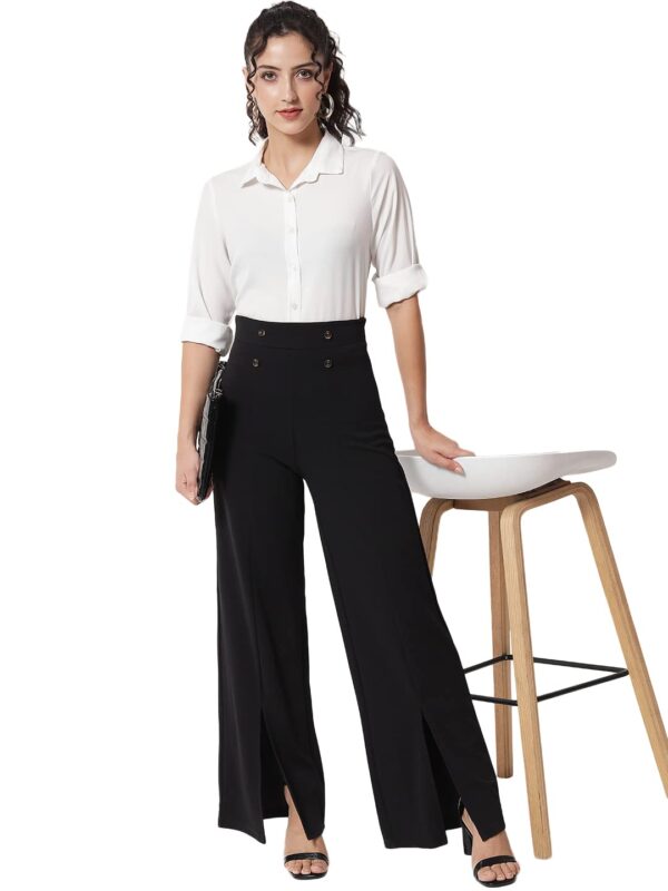 KOTTY Women's High Rise Polyester Blend Relaxed Fit Trousers - Image 4