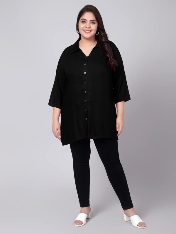 Indietoga Women's Plus Size Solid Rayon Longline Casual Shirts (XL to 7XL) - Image 6