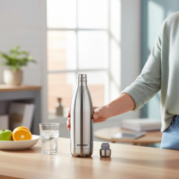 Amazon Brand - Solimo Stainless Steel Insulated 24 Hours Hot or Cold Bottle Flask, 1000 ml, Silver - Image 5