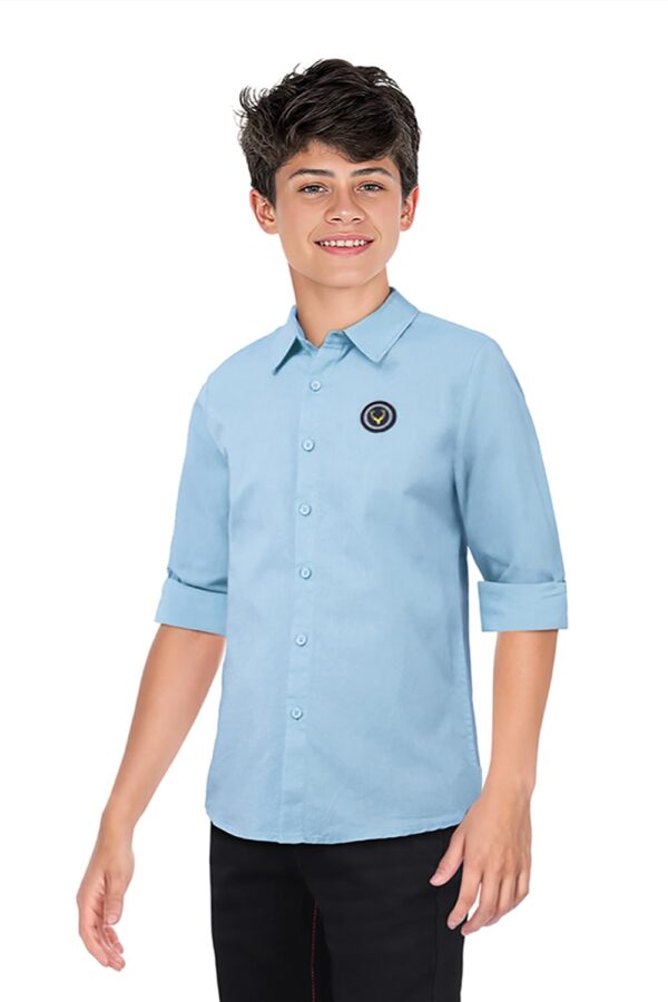Allen Solly Boys Cotton Regular Fit Solid Full Sleeve Shirt with Badge - Image 5
