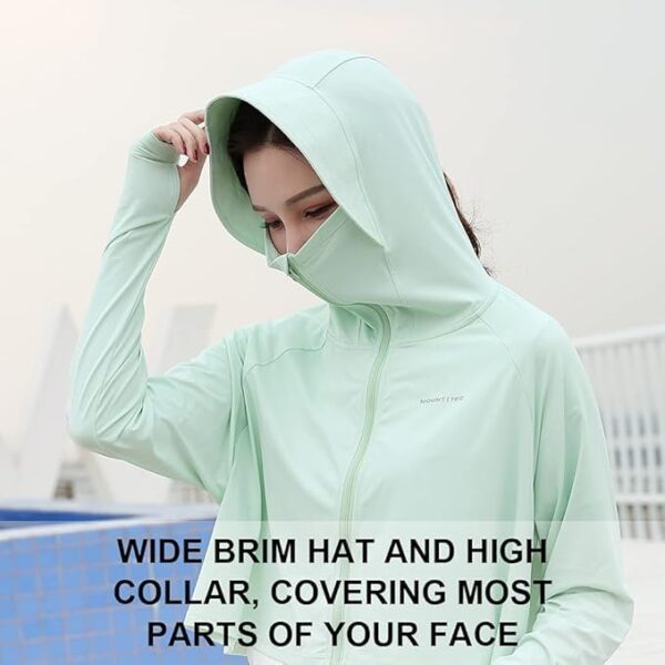 Rasikvar Womens Sunscreen Hoodie Jacket - Advanced UV Protection from Sun & Pollution - UPF 50+ Protection Scarf with Long Sleeve & Face Mask - Outdoor Running - Image 3