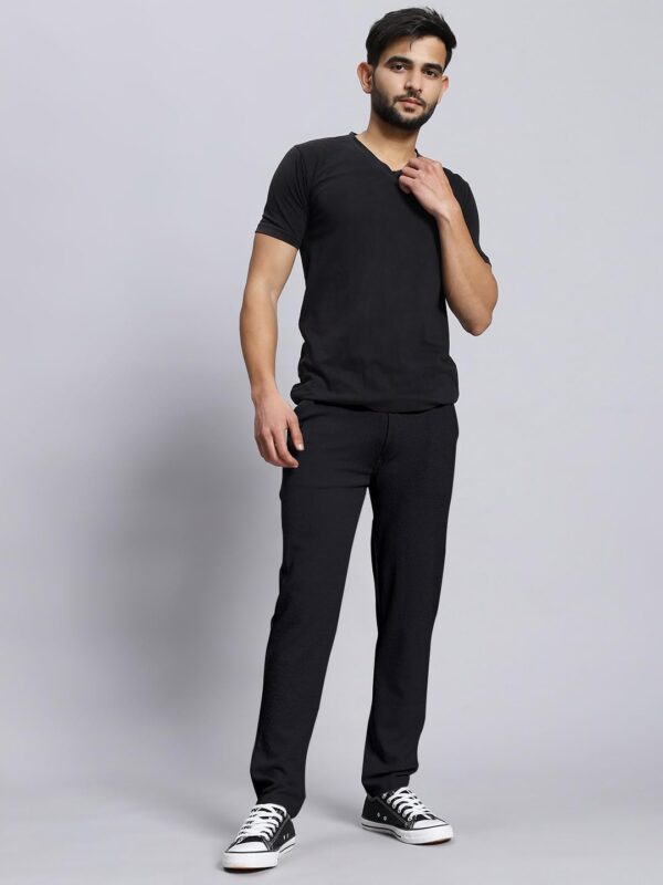 Mehrang Casual Textured Slim Fit Trousers, Side Pockets - Image 6