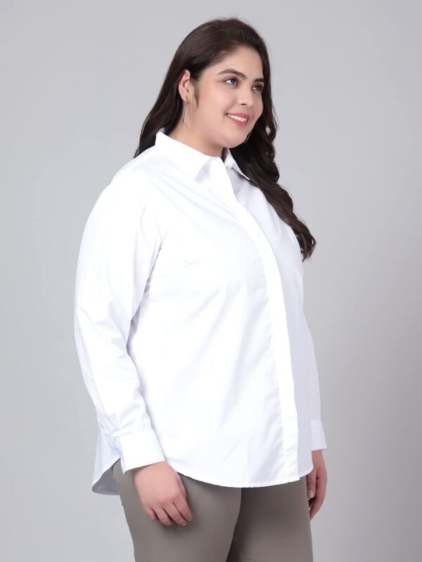 Indietoga Women's Solid Longline Cotton Formal Casual Shirts (Plus Size) - Image 4