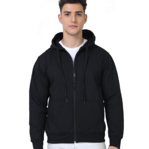 Scott International Hoodies for Men Winter Jackets for Man Sports Gym Jacket Cotton Sweatshirt with Zip Hoodies for Mens Stylish Black