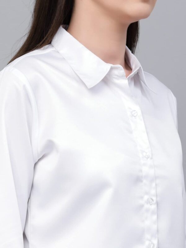 Style Quotient Women Solid Black Satin Formal Shirt - Image 2