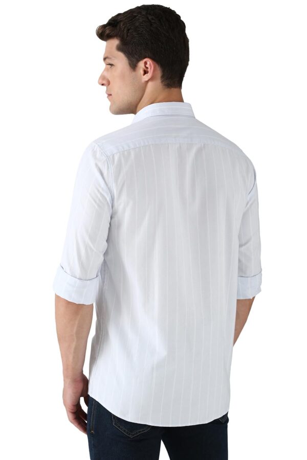 Peter England Men Cotton Slim Fit Stripe Shirt - Image 2