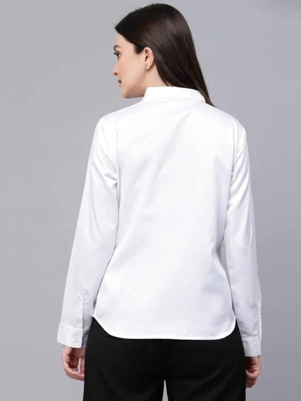 Style Quotient Women Solid Black Satin Formal Shirt - Image 4