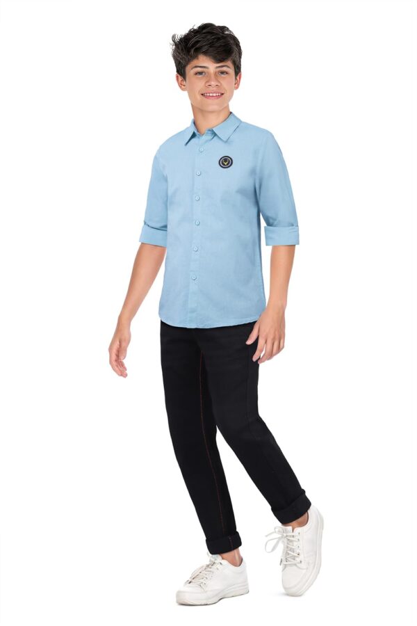 Allen Solly Boys Cotton Regular Fit Solid Full Sleeve Shirt with Badge - Image 3
