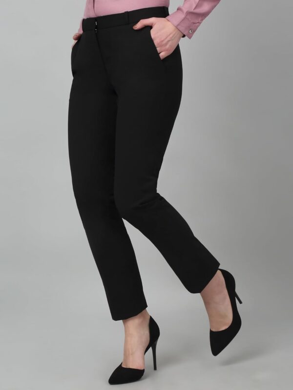 Cantabil Solid Non Pleated Regular Fit Mid Rise Formal Trouser for Women | Formal Pants for Women | Formal Wear Regular Fit Trouser for Women (P_LTRF00004) - Image 2