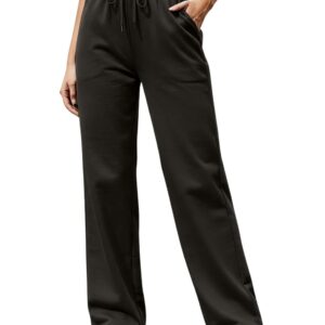 JUNEBERRY® Wide Leg Track Pants for Women & Girls (Pure Cotton, Bootcut, Regular Fit, High Rise Trouser, Drawstring, Available in Black, Brown, Navy, Olive Green, Lilac, Beige)