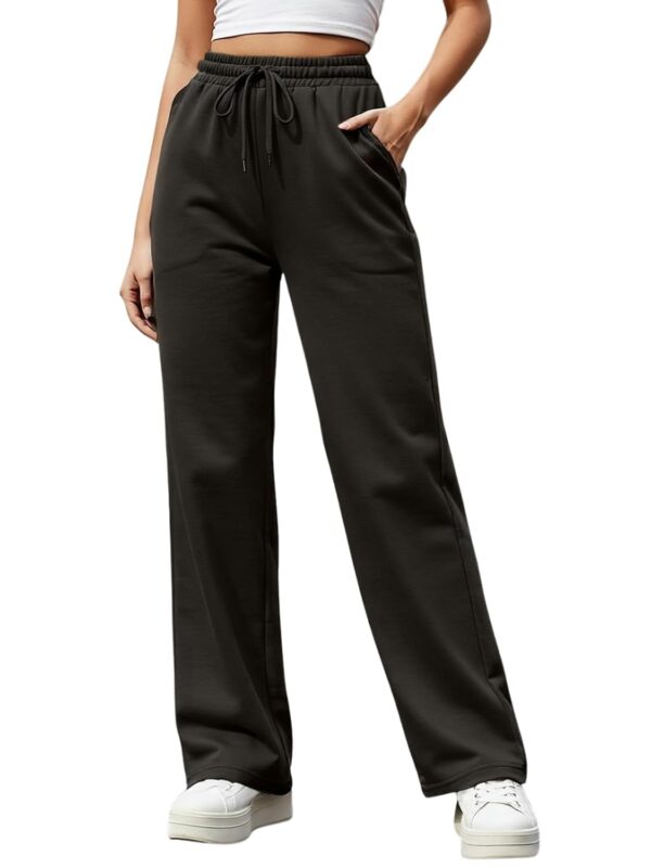 JUNEBERRY® Wide Leg Track Pants for Women & Girls (Pure Cotton, Bootcut, Regular Fit, High Rise Trouser, Drawstring, Available in Black, Brown, Navy, Olive Green, Lilac, Beige)