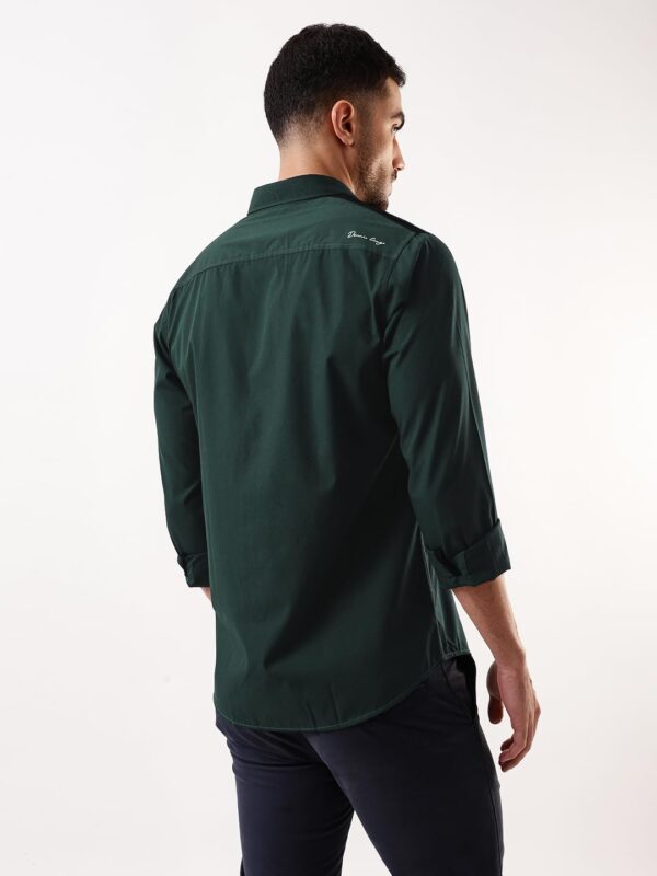 Dennis Lingo Men Solid Spread Collar Full Sleeves Regular Fit Cotton Casual Shirt - Image 4