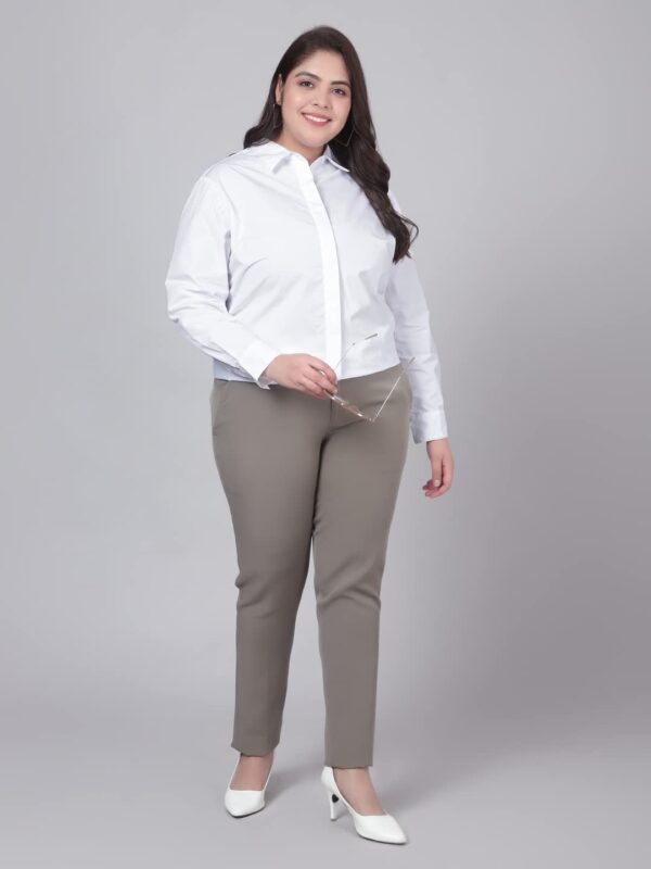 Indietoga Women's Solid Longline Cotton Formal Casual Shirts (Plus Size) - Image 5