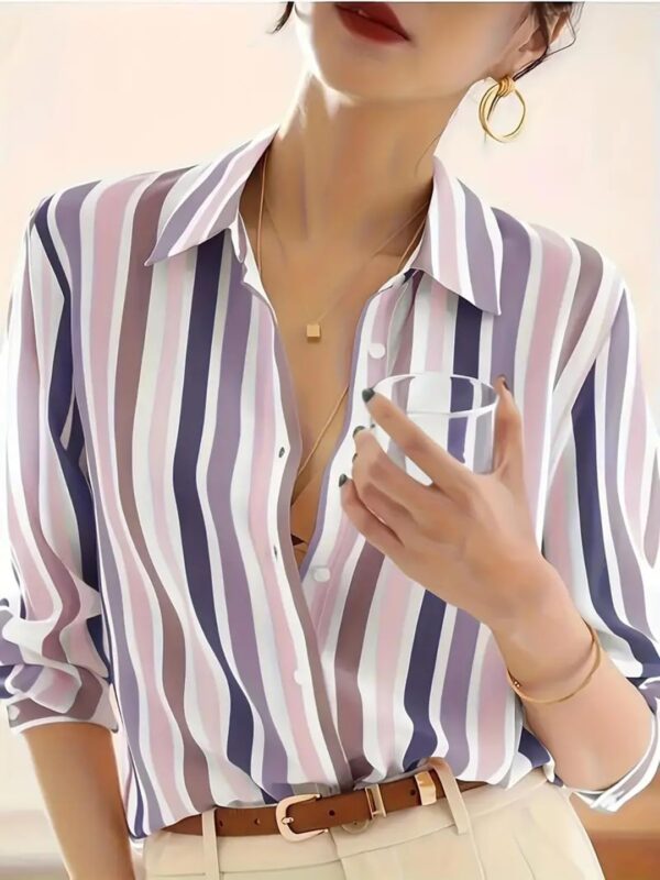 SheWill Women’s Orange Landscape Print Crepe Shirt – Stylish Western Long Shirt with Spread Collar| Shirt for Women Stylish Western | Long Shirt for Women - Image 3