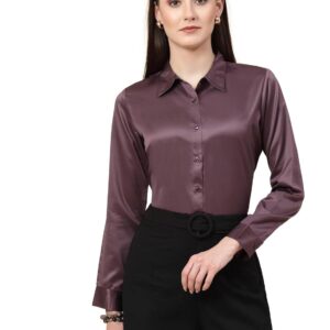 Style Quotient Women Olive Satin Regular Formal Shirt