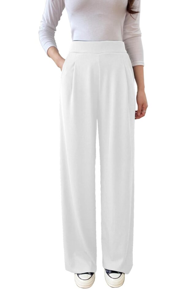 Shasmi Women & Girls Black Women's Solid Color pinplet Elasticated Wide Banding Slacks Loose Fit Pants (Pant 145)