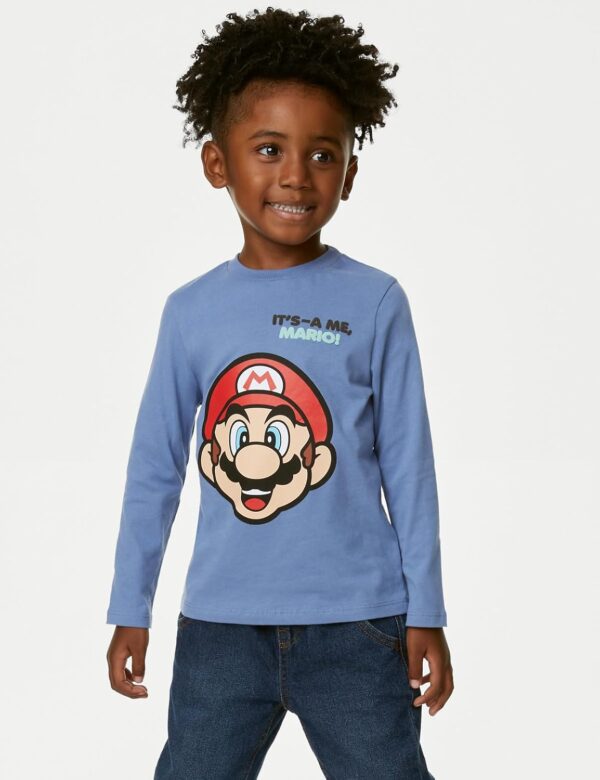 Marks & Spencer Boys Printed Cotton Round Neck Regular Fit Top - Image 2