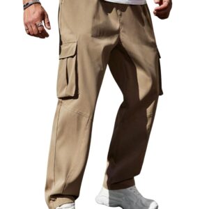 Leriya Fashion Men Mid Rise Cargo Joggers – Cotton Loose Fit Utility Pants with 6 Pockets | Durable Outdoor & Hiking Trousers