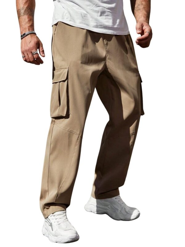 Leriya Fashion Men Mid Rise Cargo Joggers – Cotton Loose Fit Utility Pants with 6 Pockets | Durable Outdoor & Hiking Trousers